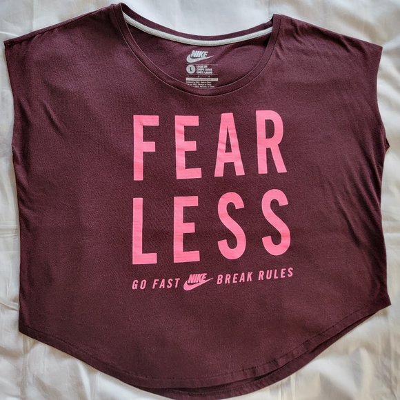 Nike Women's Fear Less Loose Fit Tee, Size L, Maroon Burgundy - Picture 3 of 14